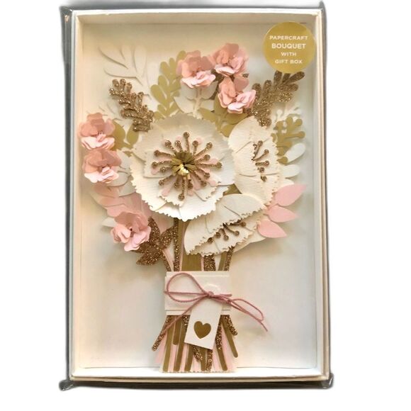 Hallmark Papercraft Pink White Gold Bouquet I Love You Card NWT - Picture 1 of 2